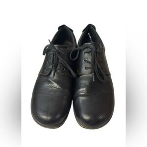 BOC BORN LEATHER WOMENS LACES UP LOAFERS OXFORDS FLATS BLACK COLOR
